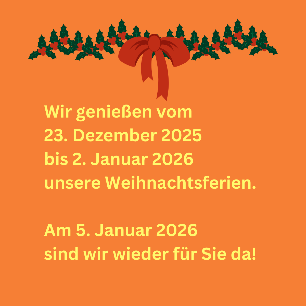 Info zu Weihnachtsferien